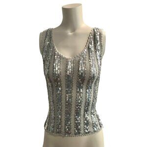 VTG Paolo Santini Silver Beaded Mermaid Coachella Festival Top Eclectic Grunge